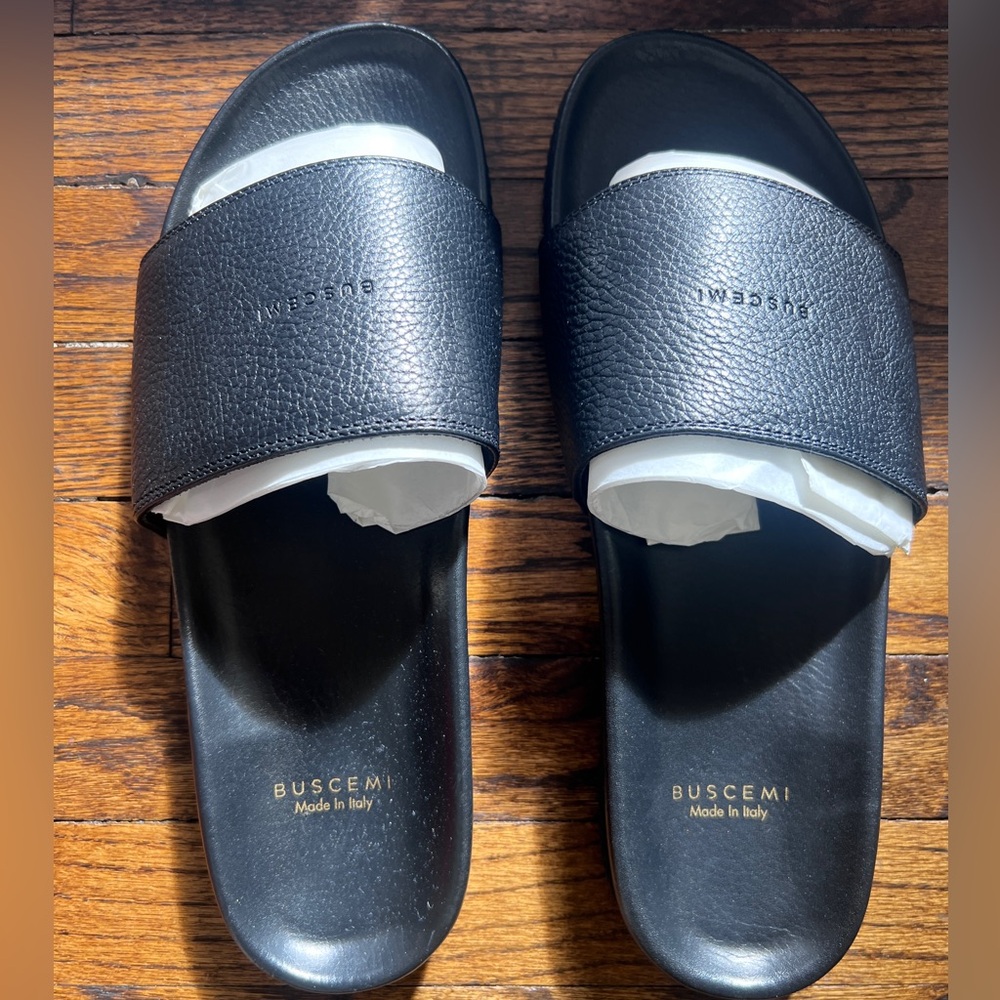 Buscemi Black Leather Slides – Made in Italy